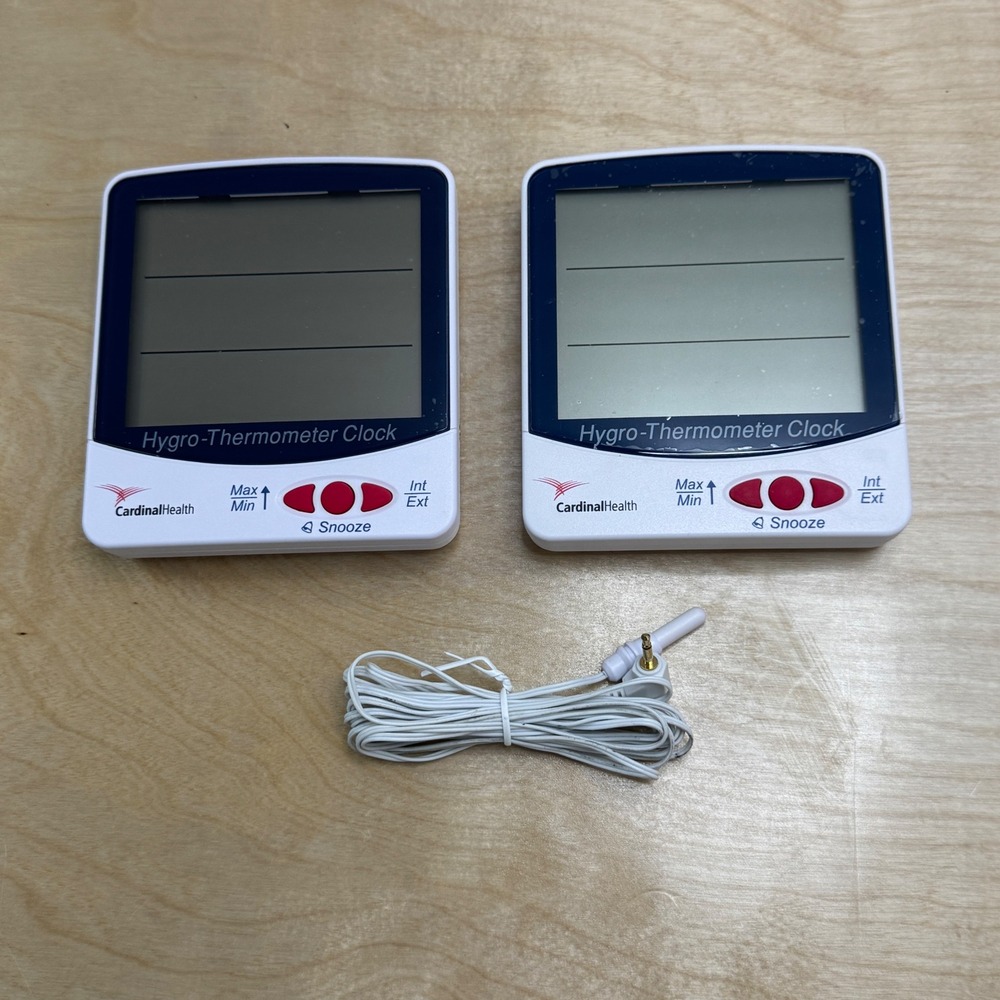 Cardinal Health Hygro-Thermometer Clock Digital Humidity Temperature Set of 2